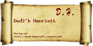 Deák Henriett névjegykártya