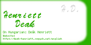 henriett deak business card
